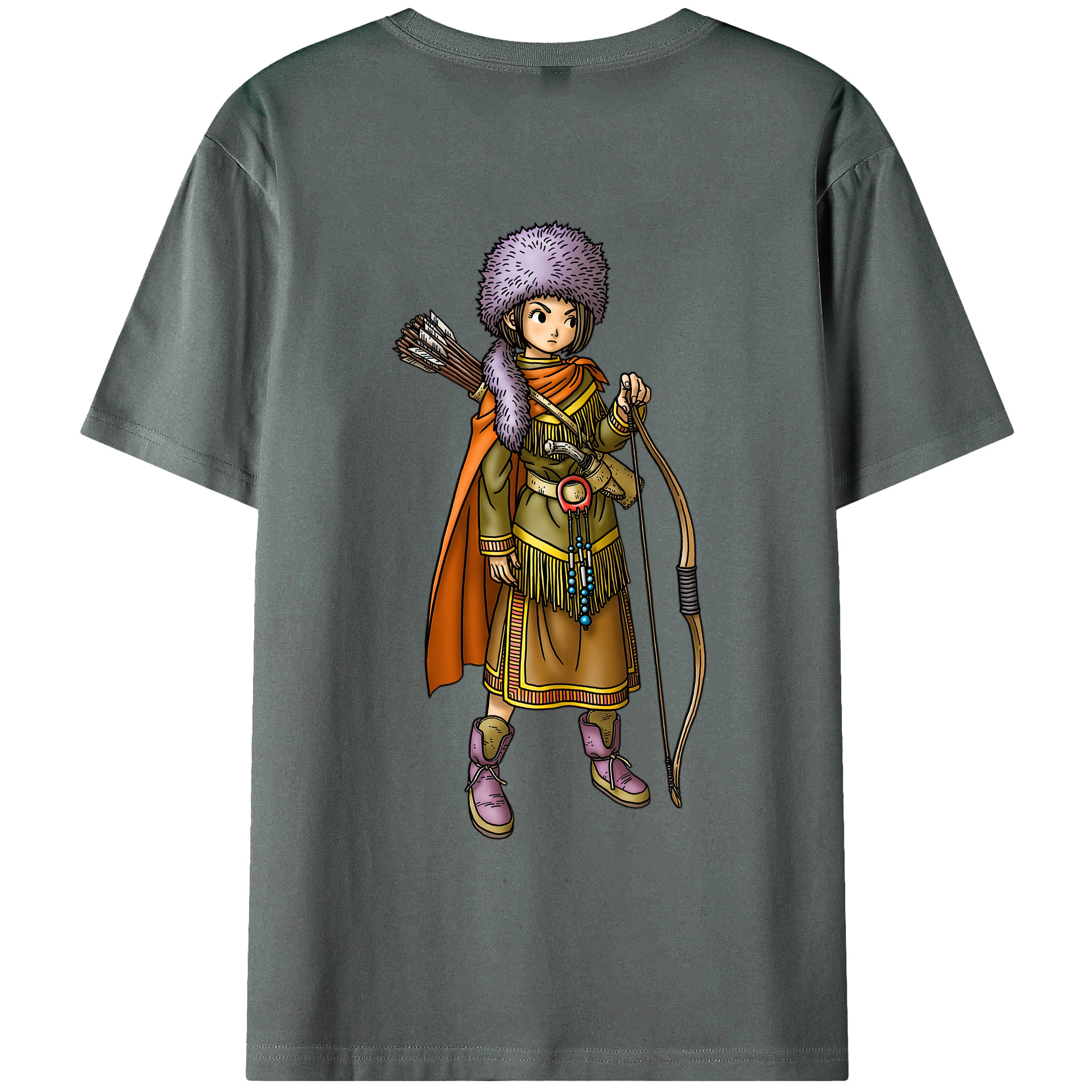 （画像用） ドラゴンクエスト Doragon Kuesuto Dragon Quest 綿100％ メンズ半袖Tシャツ（バックプリント） 通気性